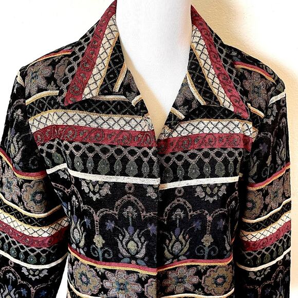 Vintage Coldwater Creek PL Tapestry Jacket Boho Southwestern Woven Coat - Picture 6 of 10